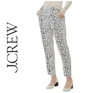 J.CREW Jamie Pants Size 4 Elastic Waist Pull On Serpentine Snake Ivory